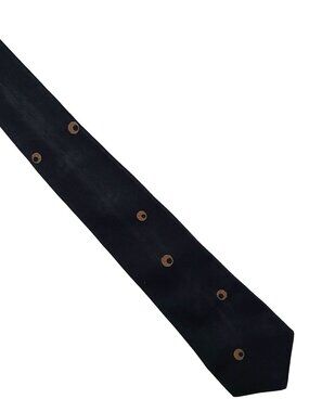 Higgins & Frank Vtg Black Brown Dots Circles Skinny Silk Tie Necktie 2.25 x 55